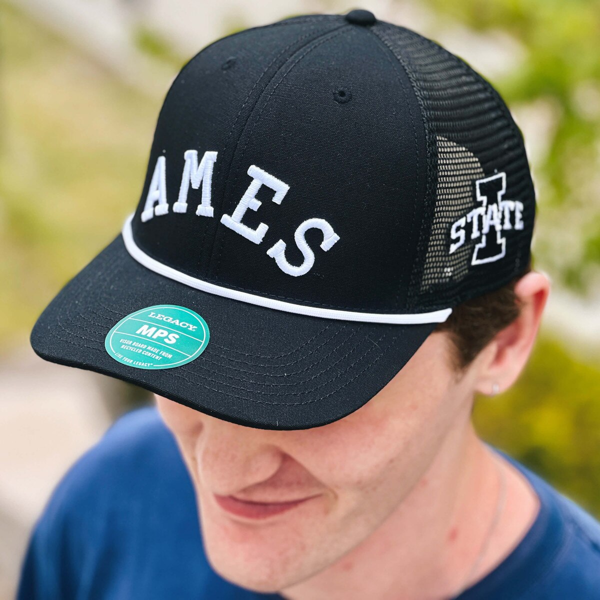 Legacy Ames I-State Black Structured Rope Trucker Hat